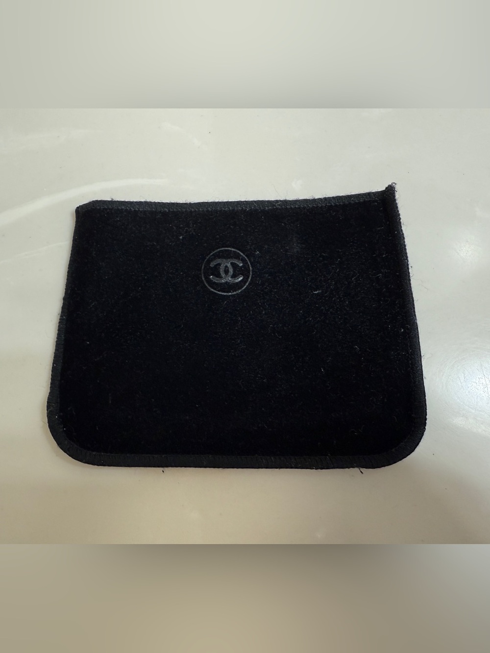 Chanel Cosmetic Compact Pouch CC Logo Black Faux Velvet 3.5” X 4.5” Velour
